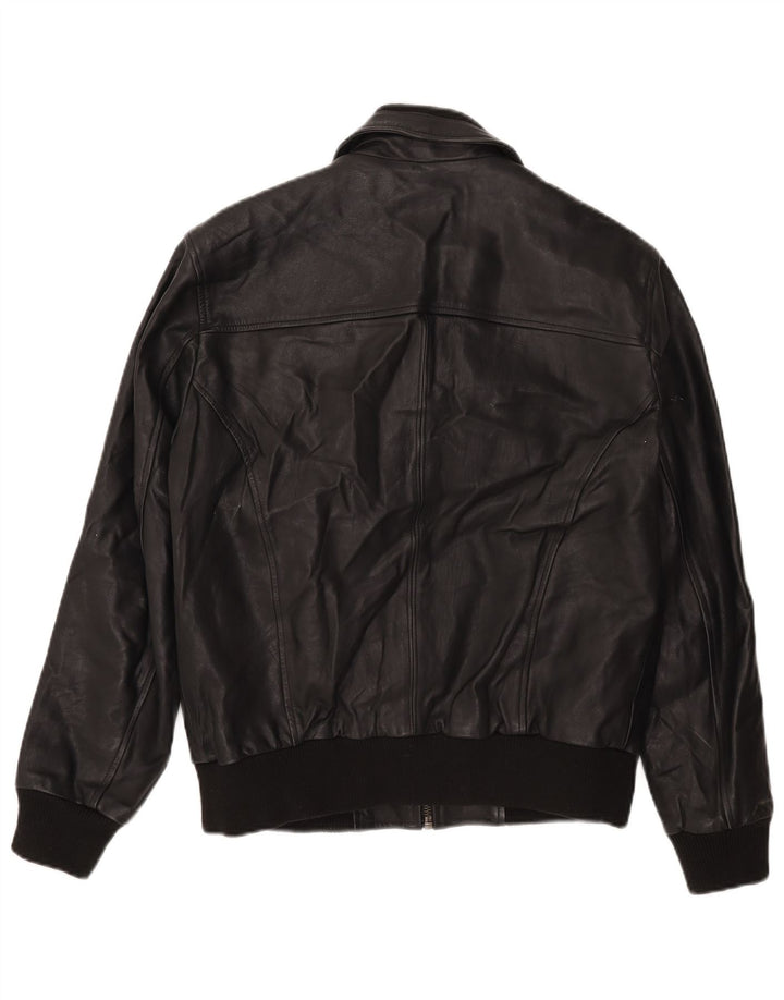 Giacca bomber in pelle da uomo vintage IT 50 Large Nera