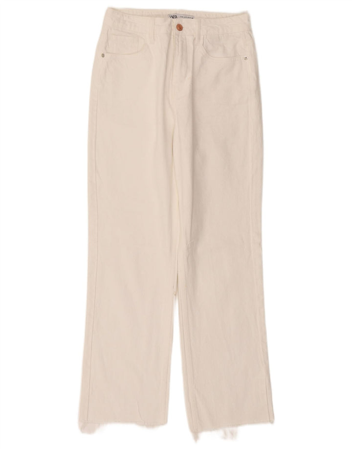 Jeans dritti da donna Zara EU 38 Small W28 L28 Cotone bianco