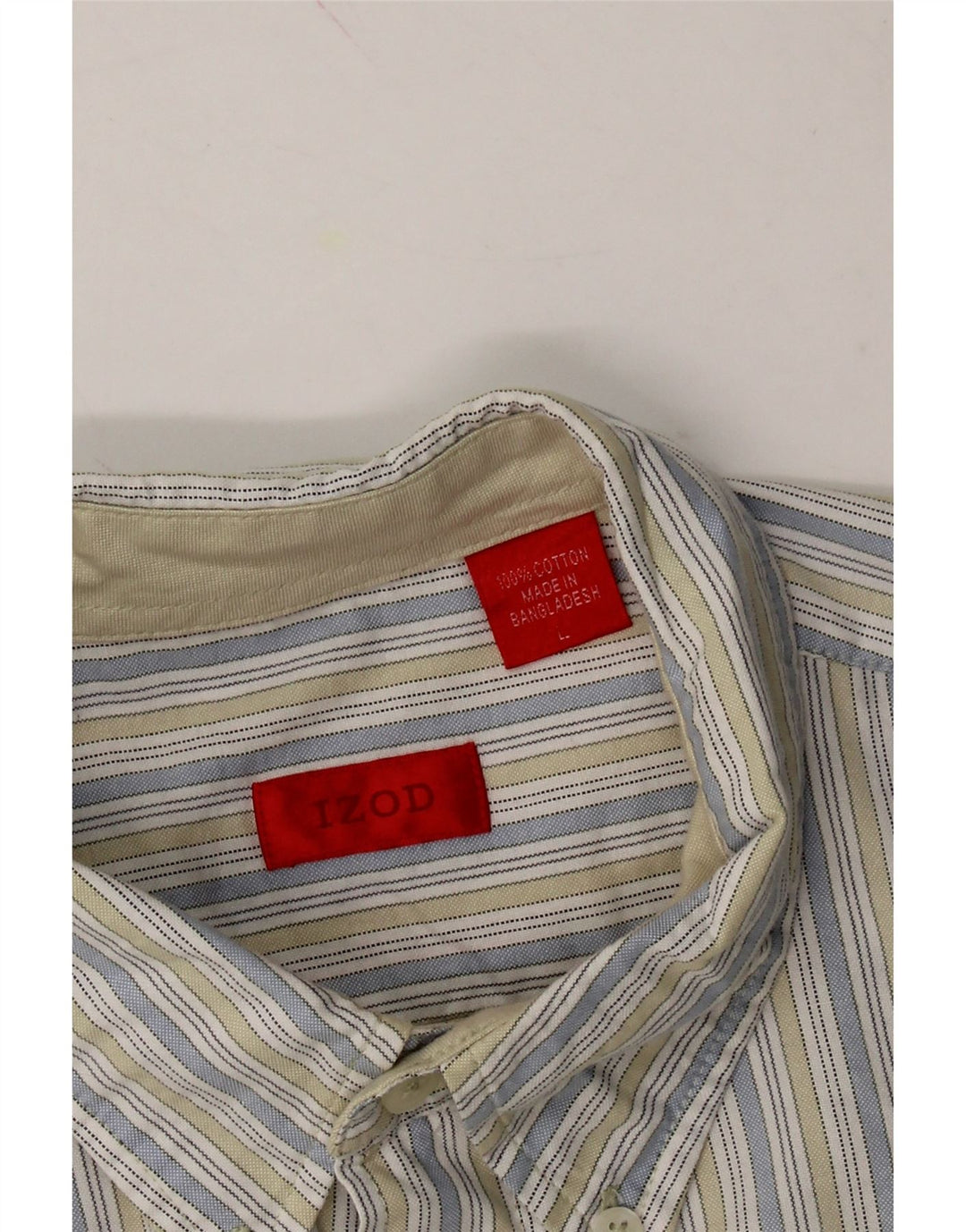 IZOD Mens Shirt Large Multicoloured Striped Cotton Vintage Izod and Second-Hand Izod from Messina Hembry 