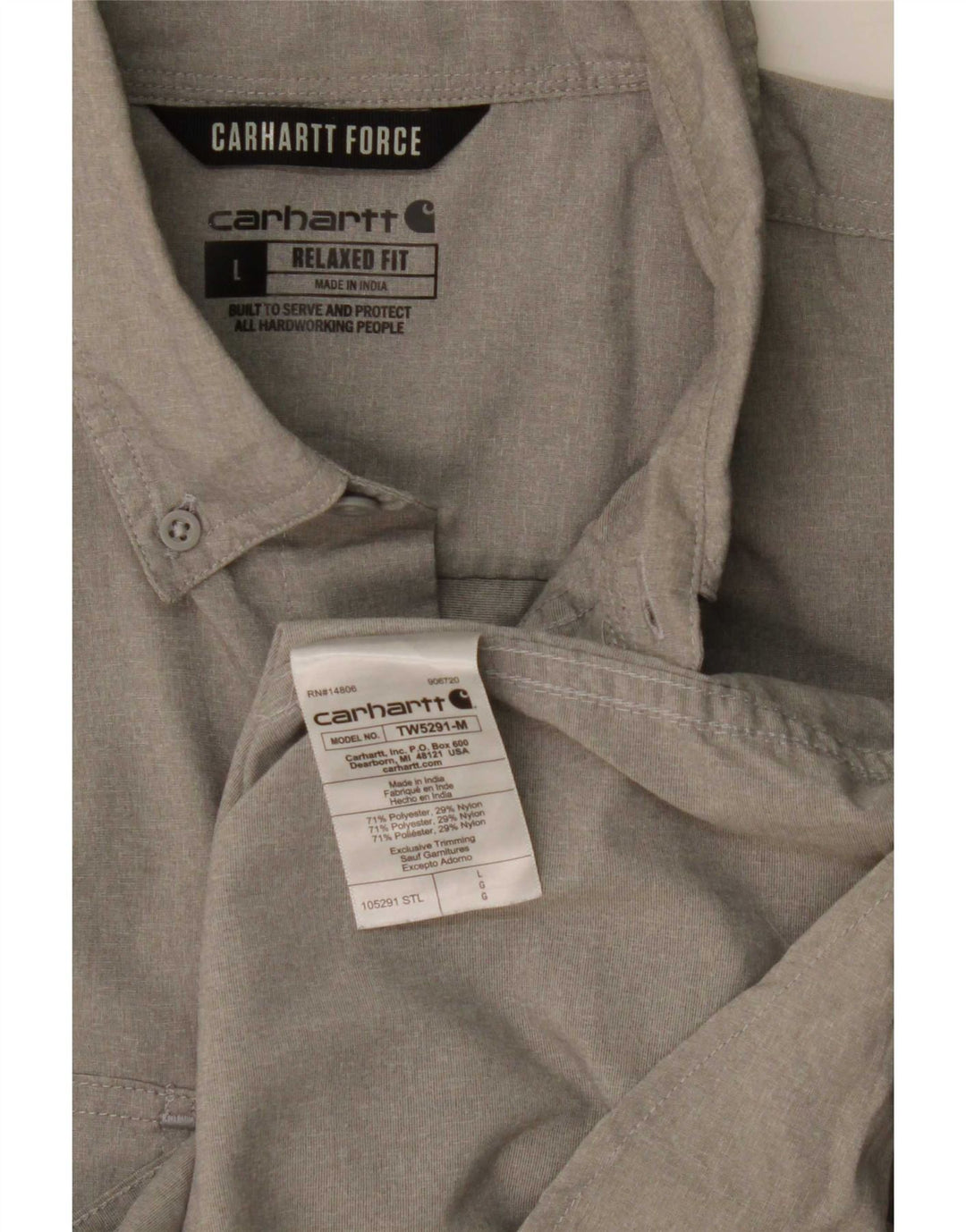 Camicia Carhartt da uomo dalla vestibilità comoda, grande, in poliestere grigio