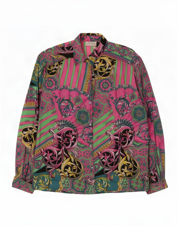Vintage Womens Shirt Blouse UK 18 XL Multicoloured Paisley Acetate