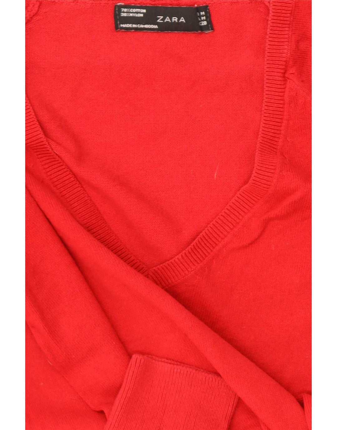Maglione maglione con scollo a V da donna Zara UK 12 rosso medio