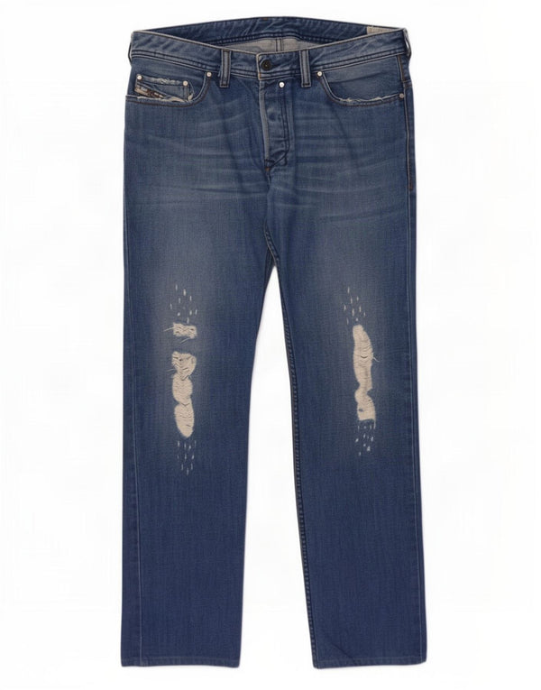 Jeans dritti effetto consumato Safado da uomo Diesel W34 L34 cotone blu
