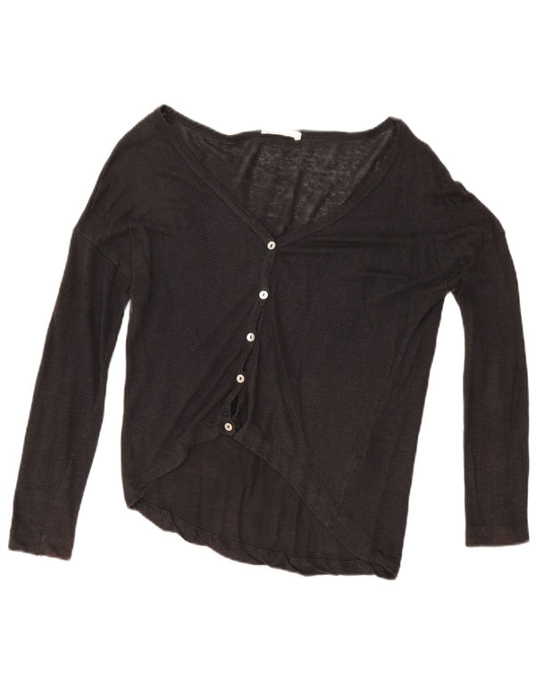 Top cardigan oversize da donna Zara UK 10 piccolo lino grigio