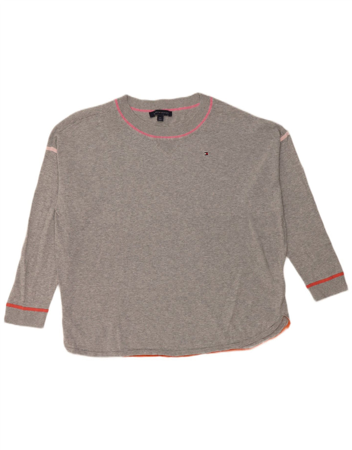 Maglione maglione girocollo oversize da donna Tommy Hilfiger UK 16 grande grigio
