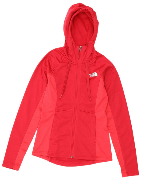 THE NORTH FACE Felpa con cappuccio e zip da donna UK 6 XS Poliestere rosso a blocchi di colore