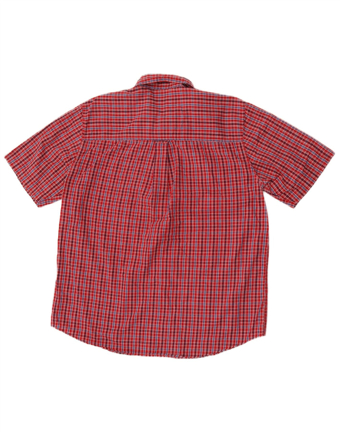 Chaps - Camicia a maniche corte da uomo, facile da pulire, in cotone a quadri rossi grandi