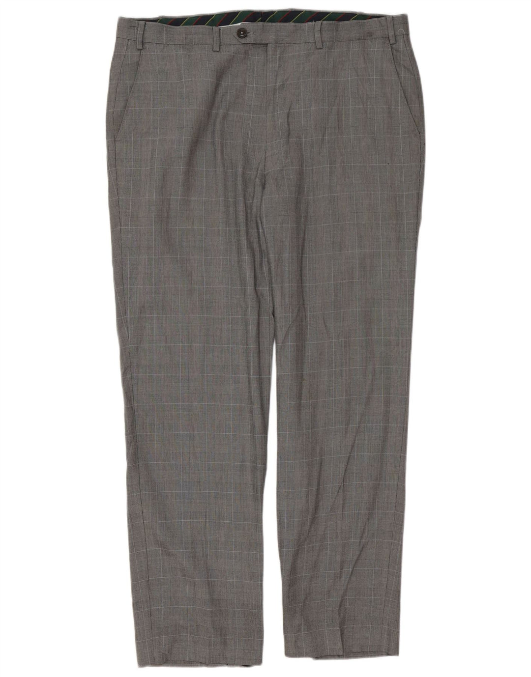 Pantaloni da abito dritti da uomo CHAPS W38 L32 in cotone a quadri grigi