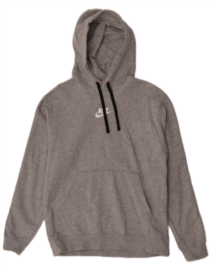Felpa con cappuccio grafica Nike da uomo in cotone grigio medio