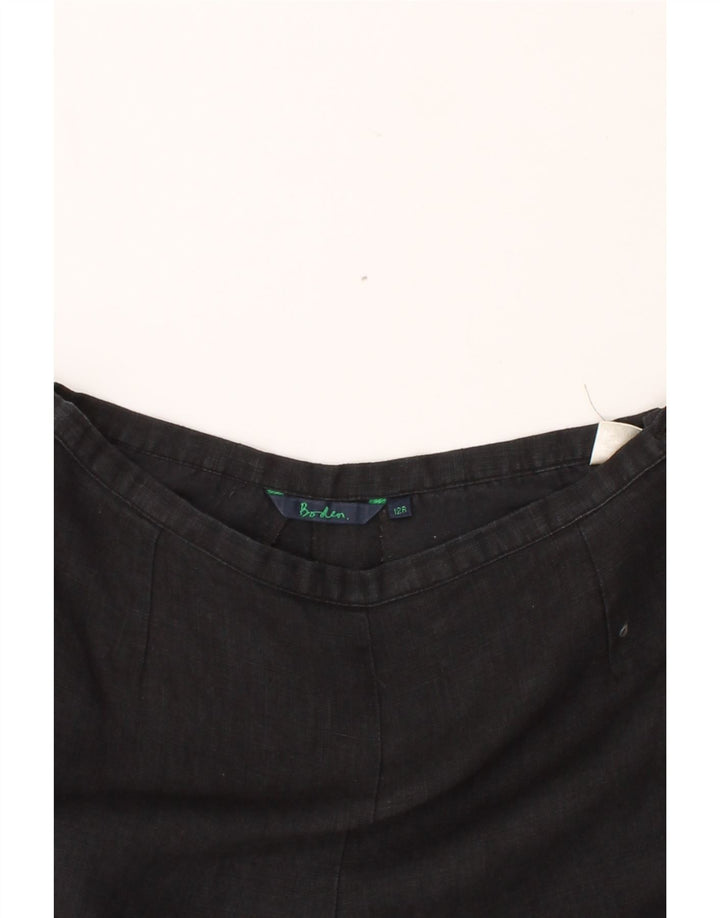 BODEN Womens Cropped Trousers UK 12 Medium  W28 L24  Black Linen Vintage Boden and Second-Hand Boden from Messina Hembry 