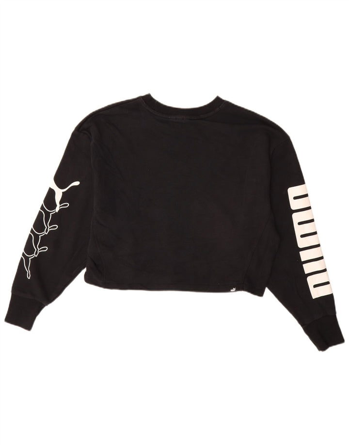 Felpa corta con grafica oversize da donna PUMA UK 10 piccola nera