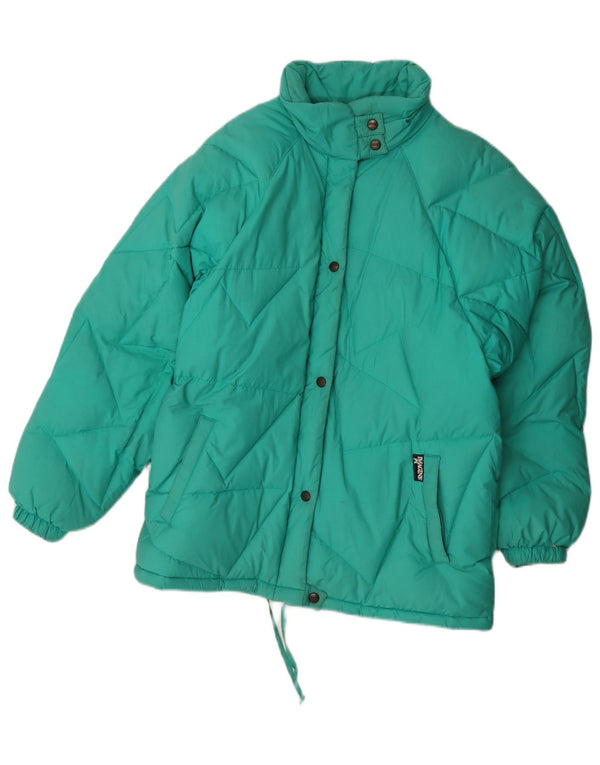 Giacca imbottita oversize da donna vintage IT 46 Large verde in poliammide