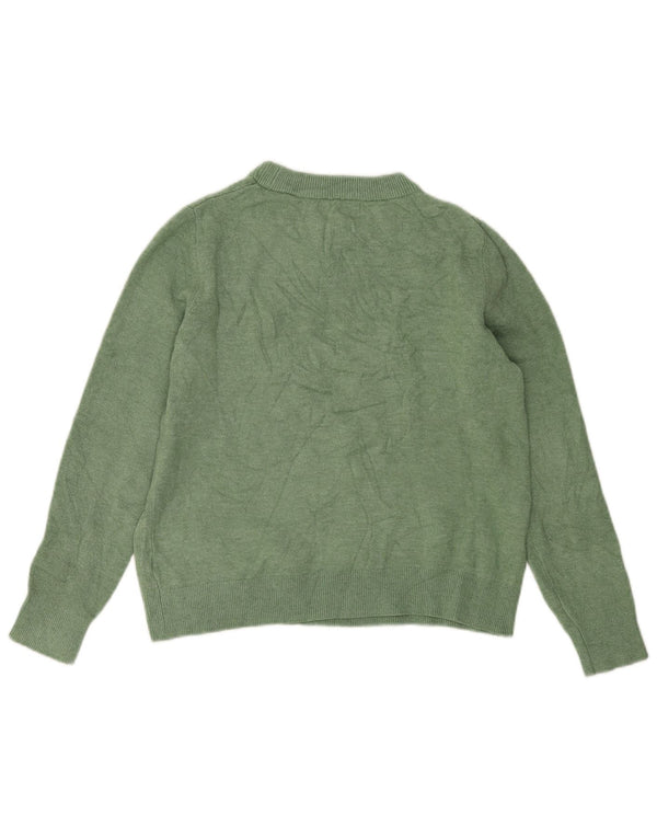 Maglione maglione girocollo da donna Marks & Spencer UK 10 piccolo poliestere verde