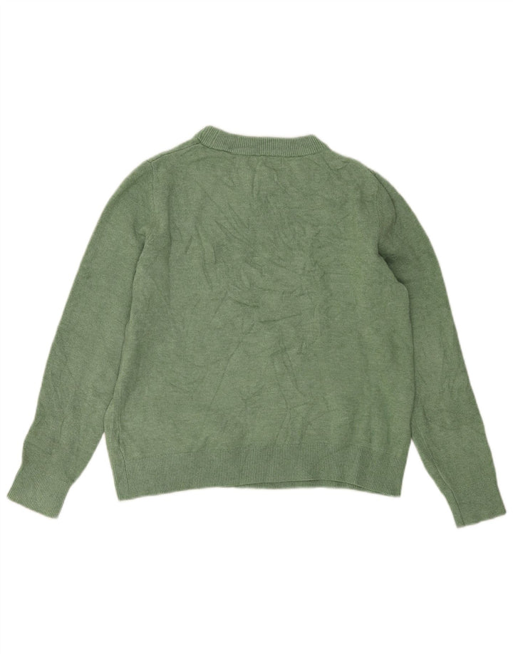 Maglione maglione girocollo da donna Marks & Spencer UK 10 piccolo poliestere verde
