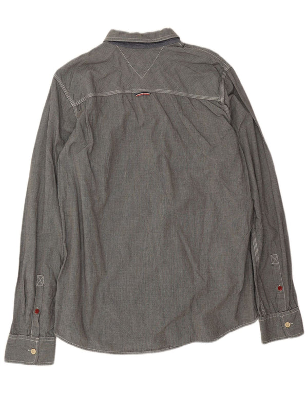 Camicia da uomo Tommy Hilfiger XL in cotone pied de poule grigio