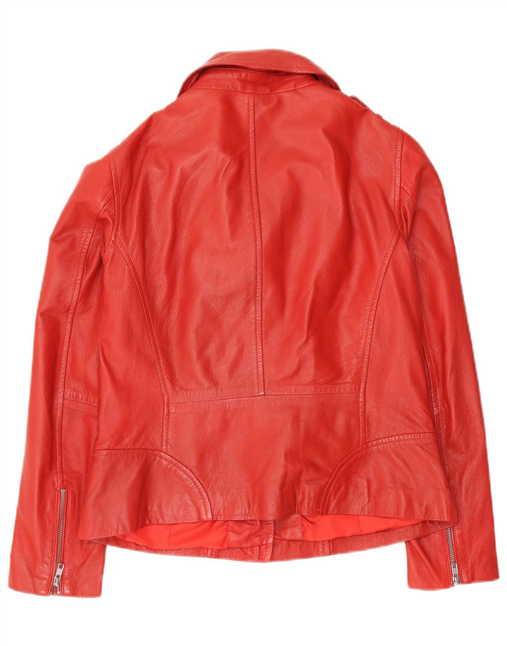 Giacca da motociclista vintage da donna UK 16 grande in pelle rossa