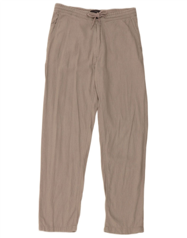 Pantaloni chino dritti regolari da donna Marks & Spencer W30 L31 Lino grigio