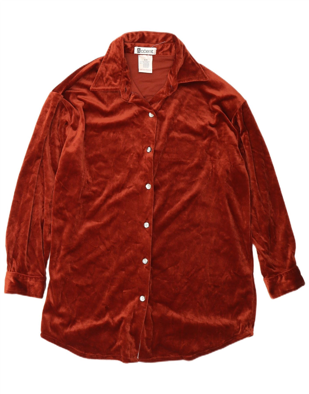 Abito camicia oversize da donna vintage UK 10 piccolo poliestere marrone