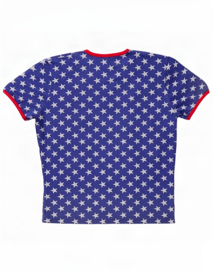 T-shirt da donna con motivo astratto Gas Top UK 14 cotone blu medio
