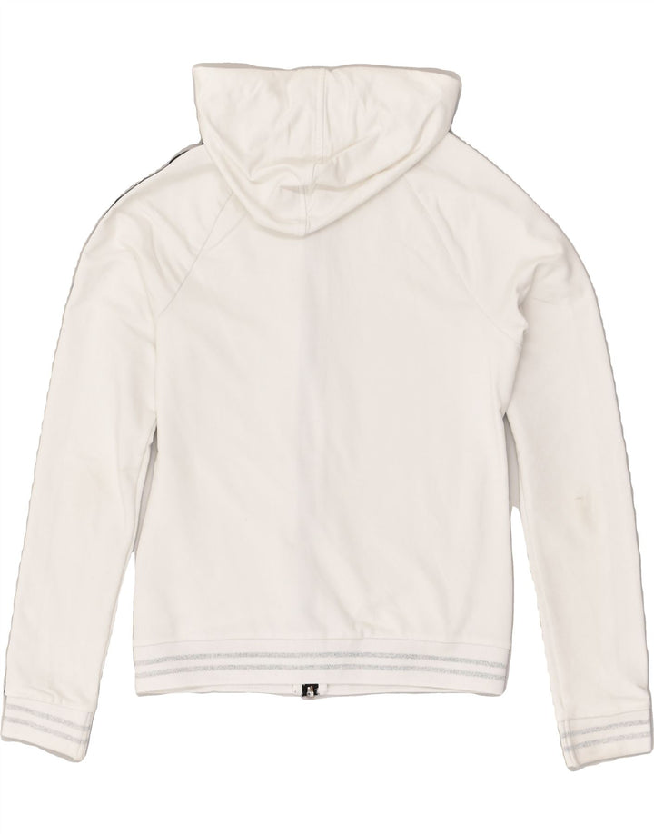 PUMA Womens Zip Hoodie Sweater UK 10 Small White Cotton | Vintage Puma | Thrift | Second-Hand Puma | Used Clothing | Messina Hembry 