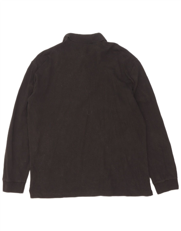 Polo da uomo a maniche lunghe Hugo Boss grande in cotone nero
