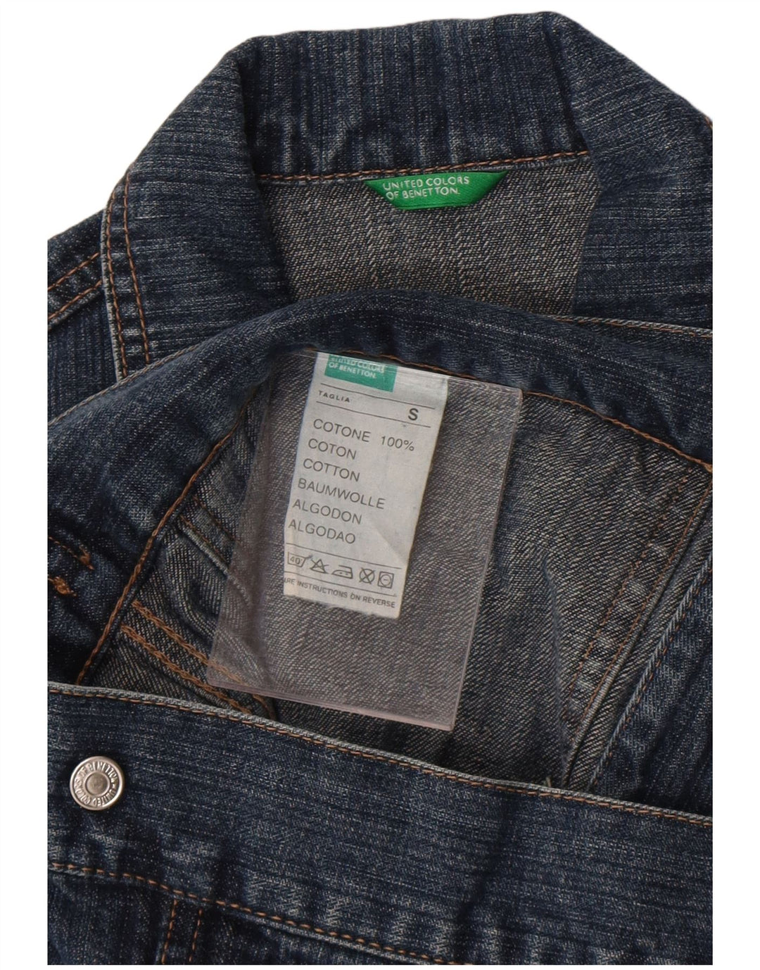Giacca in denim da donna Benetton UK 10 piccola in cotone blu