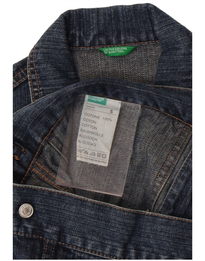 Giacca in denim da donna Benetton UK 10 piccola in cotone blu