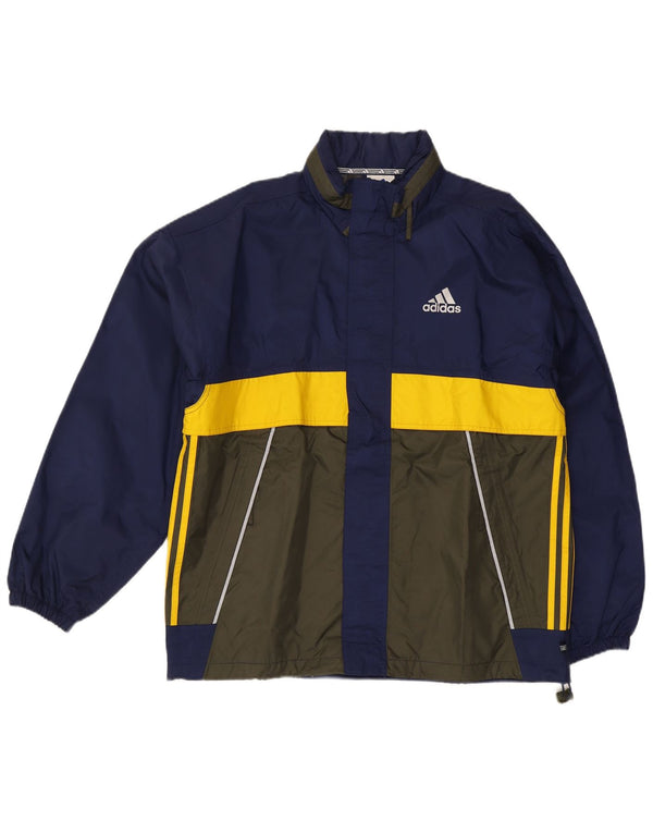 Giacca antipioggia con cappuccio da uomo Adidas UK 40/42 Medium Blu Navy Colourblock