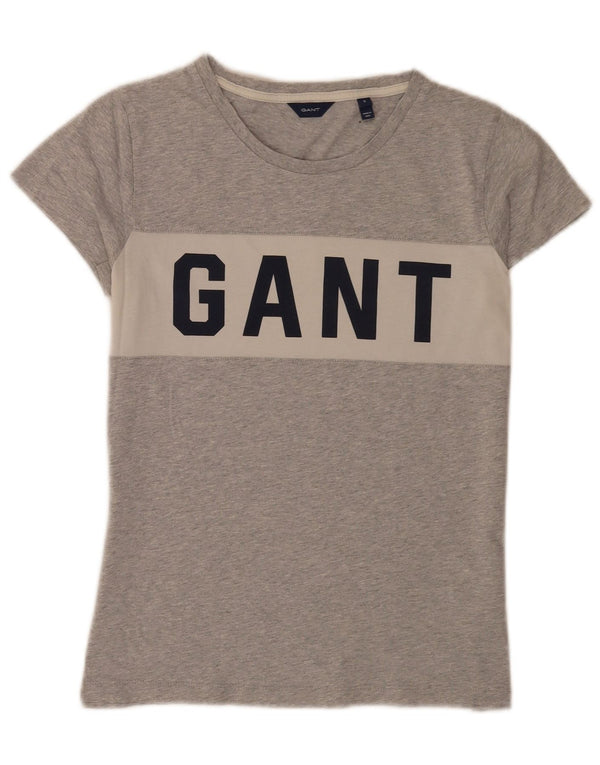 Gant T-shirt grafica da donna Top UK 10 Small Cotone color block grigio