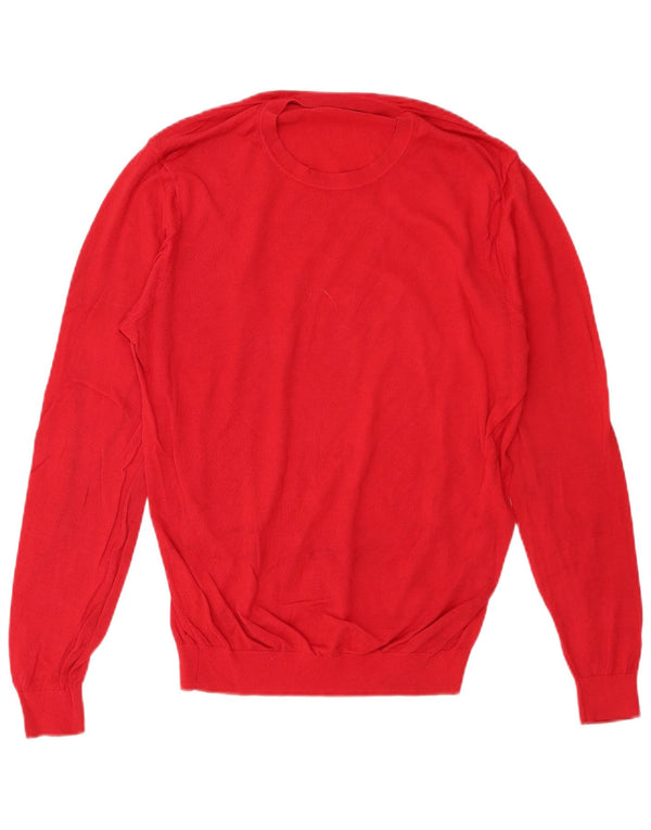 Maglione girocollo da uomo Zara grande in cotone rosso
