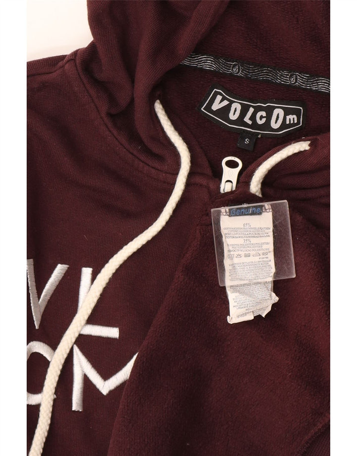 Maglione con cappuccio e zip grafica da uomo Volcom piccolo in cotone bordeaux