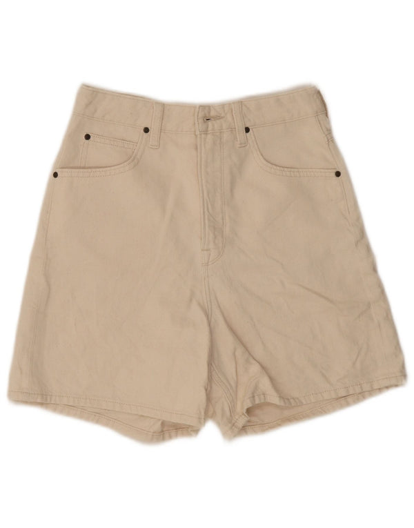 Pantaloncini di jeans a vita alta Stella da donna Lee W26 piccoli in cotone bianco sporco