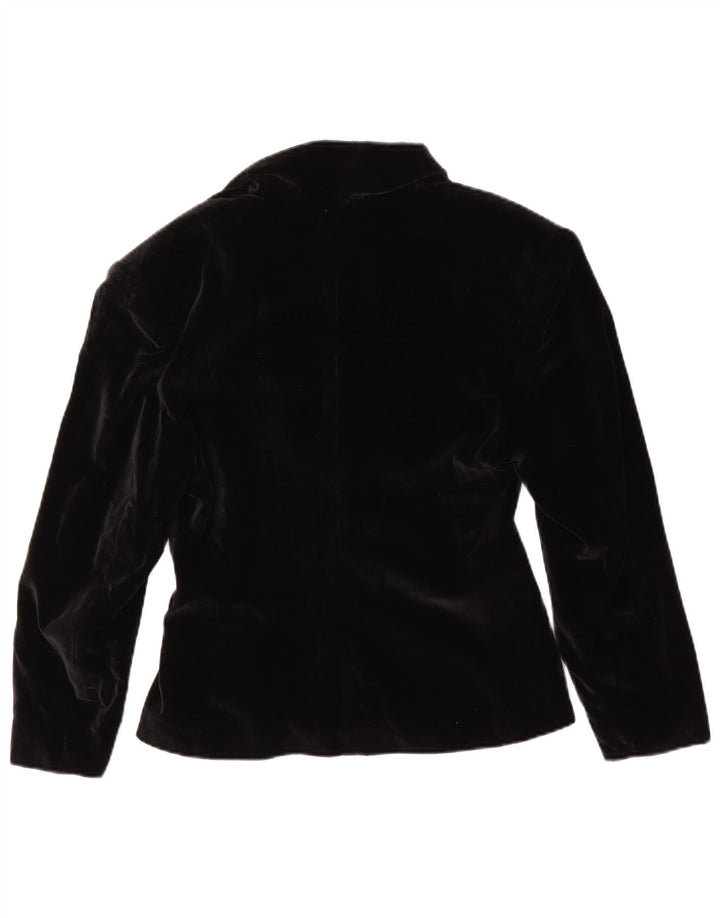 Giacca blazer in velluto doppio petto vintage da donna UK 10 piccola nera