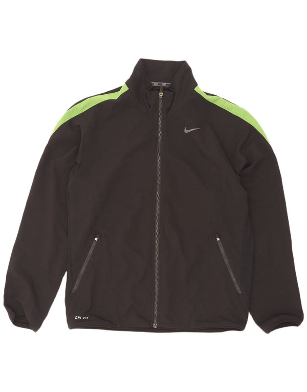 Giacca da tuta da uomo Nike Dri Fit, giacca in poliestere color block medio nero