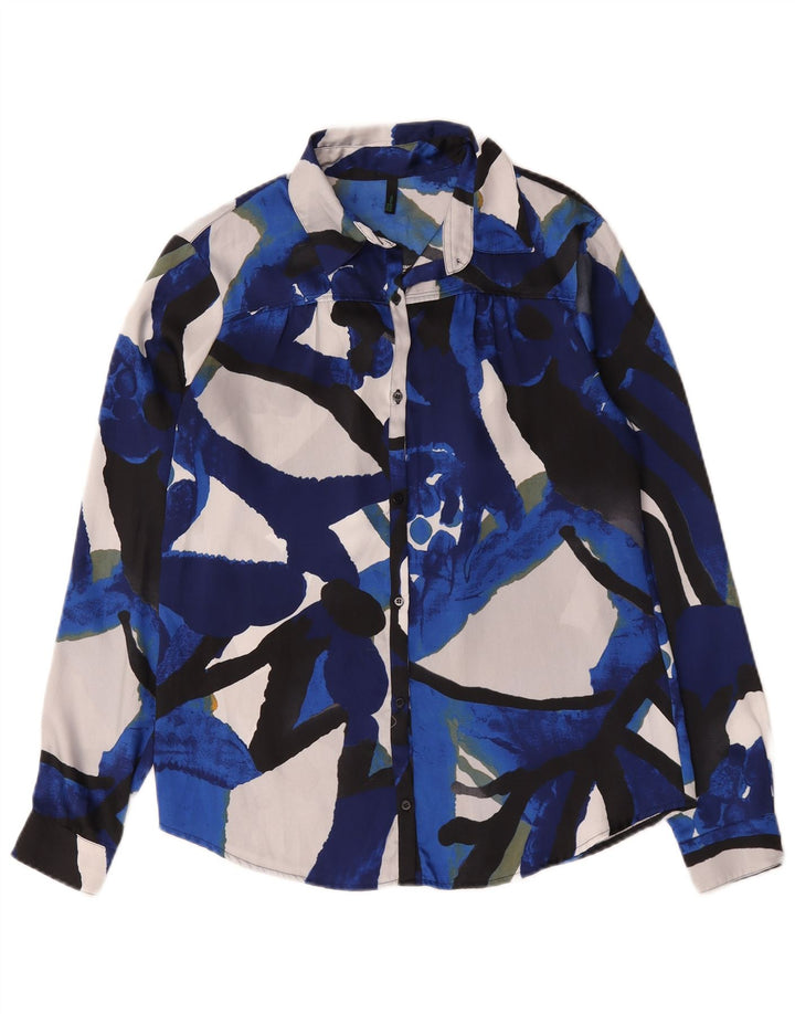 Camicetta da donna con motivo astratto Benetton UK 14 Poliestere blu medio