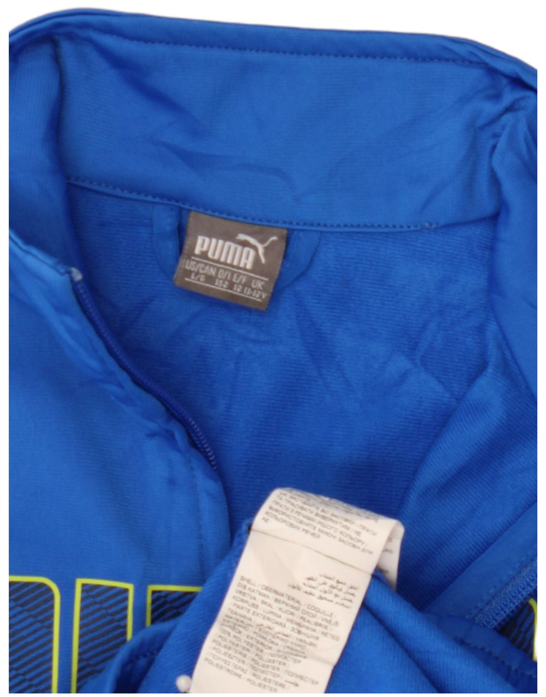 PUMA Boys Graphic Tracksuit Top Jacket 11-12 Years Blue Polyester
