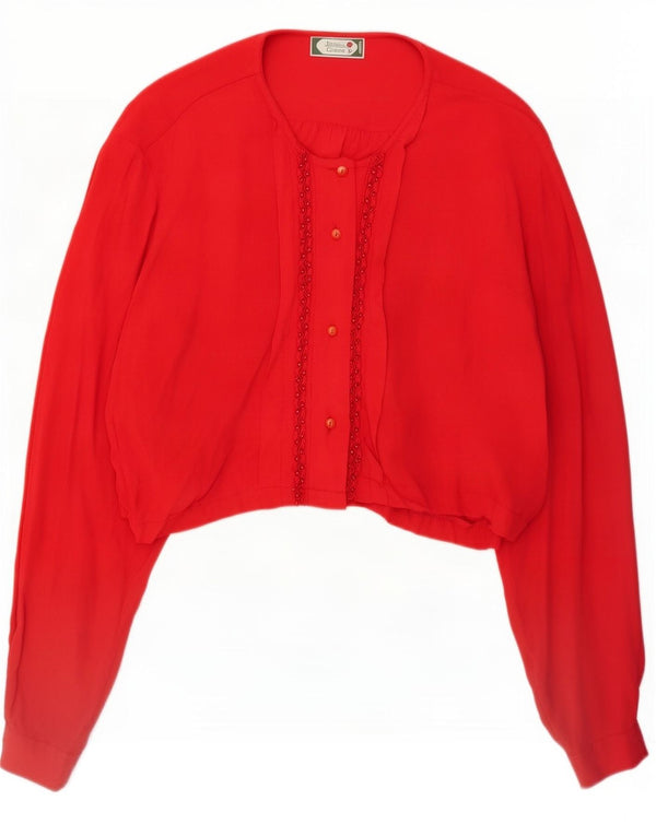 Camicetta camicia oversize corta da donna vintage UK 16 grande rossa