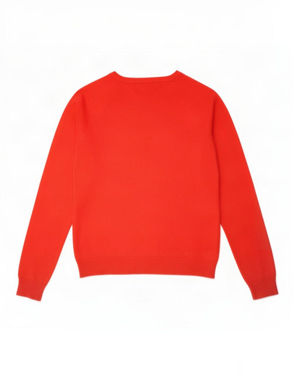 Zara Womens V-Neck Jumper Sweater UK 14 Large Red Cotton