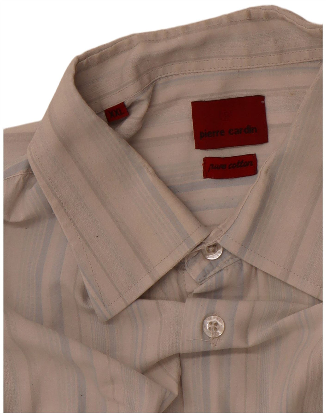 PIERRE CARDIN Camicia a maniche corte da uomo 2XL Cotone a righe blu