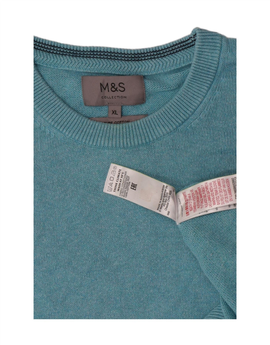 Maglione maglione girocollo da uomo Marks & Spencer XL in cotone blu