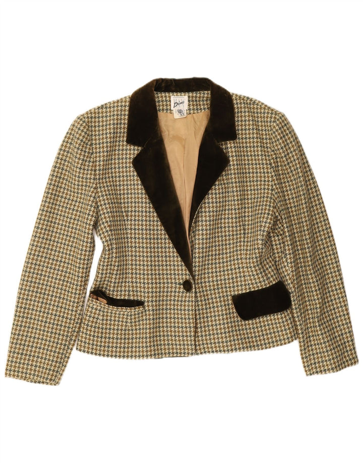 Giacca blazer vintage da donna a 1 bottone EU 38 pied de poule beige medio