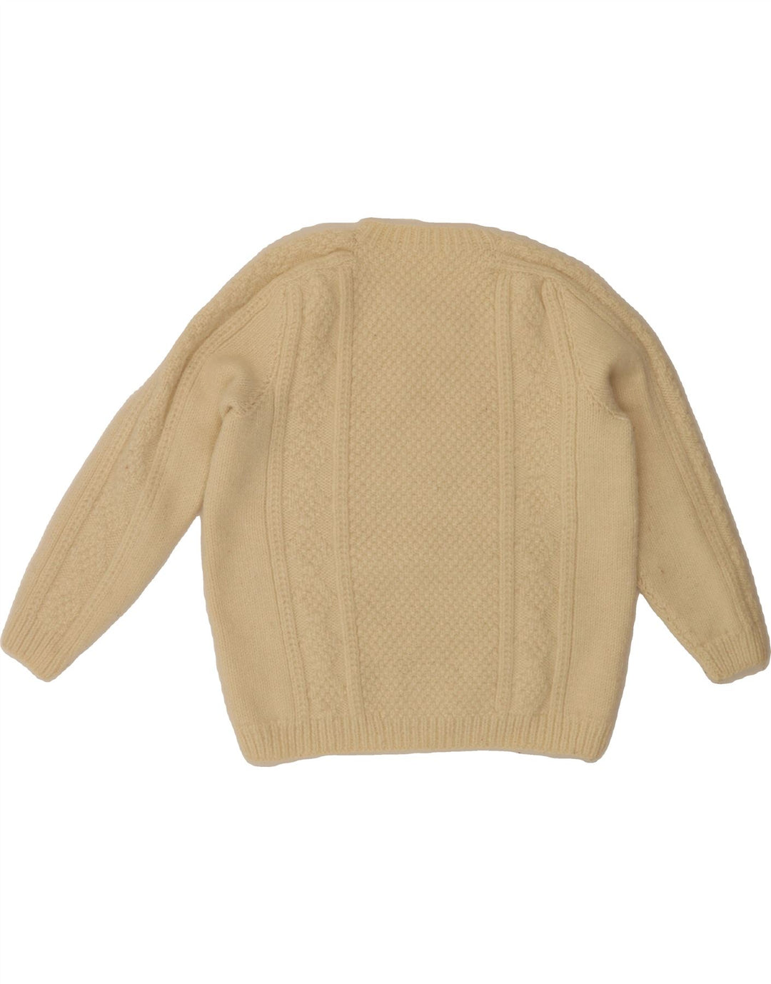 VINTAGE Womens Crew Neck Jumper Sweater UK 14 Medium Beige Vintage Vintage and Second-Hand Vintage from Messina Hembry 
