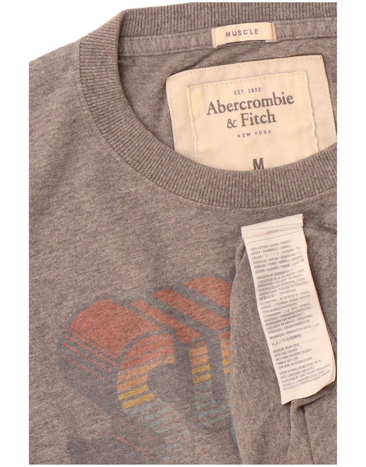 ABERCROMBIE & FITCH T-shirt con grafica muscolare da uomo in cotone grigio medio