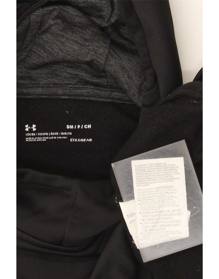 Felpa con cappuccio grafica Under Armour da uomo Cold Gear piccola in poliestere nero