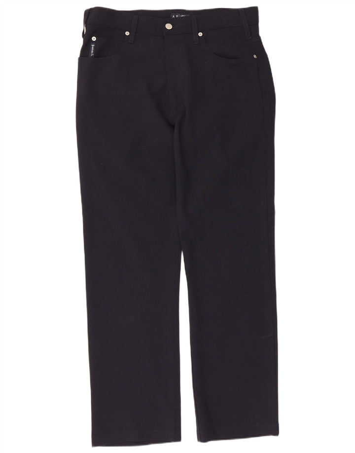 Pantaloni casual dritti da uomo Armani W32 L29 poliestere blu navy