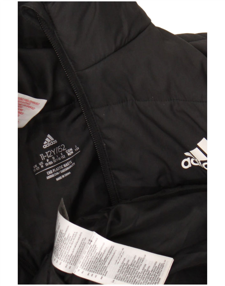 Giacca imbottita con cappuccio Adidas da ragazzo 11-12 anni in poliestere nero