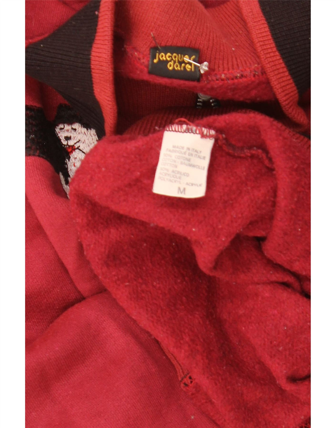 Felpa grafica da uomo vintage in cotone color block rosso medio