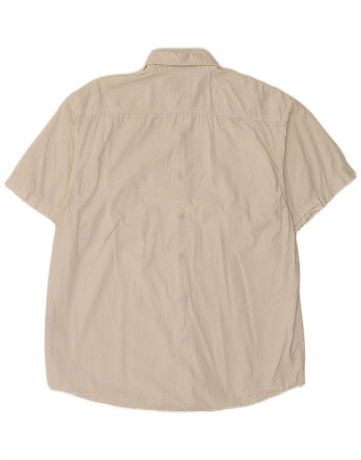 WRANGLER Mens Short Sleeve Shirt Large White Cotton