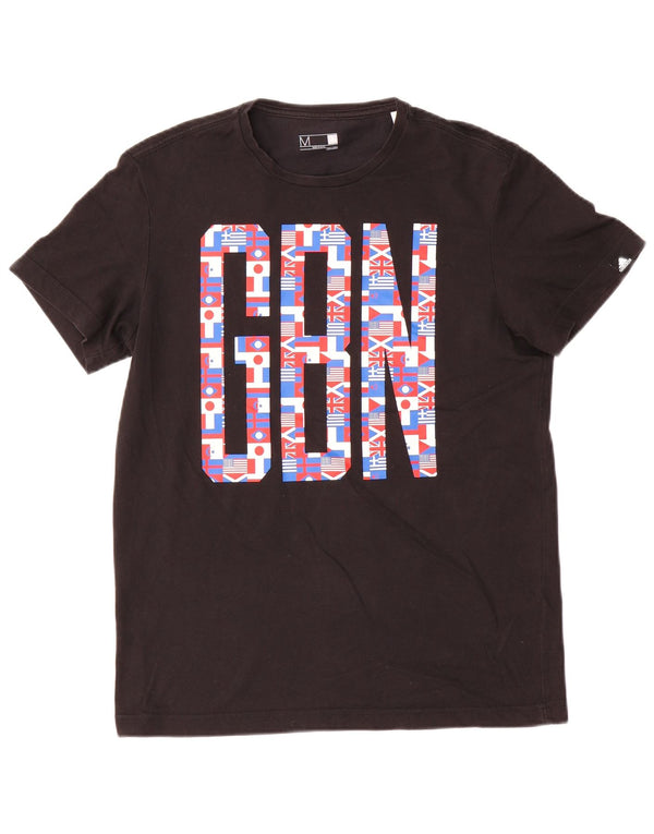 T-shirt grafica Adidas Climalite da uomo in cotone medio nero