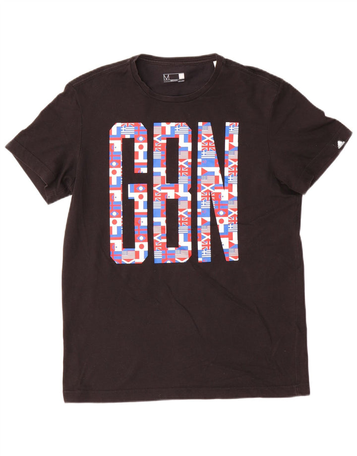 T-shirt grafica Adidas Climalite da uomo in cotone medio nero